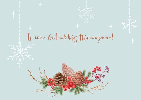 Kerstkaart hulst en dennenappels met foto 3