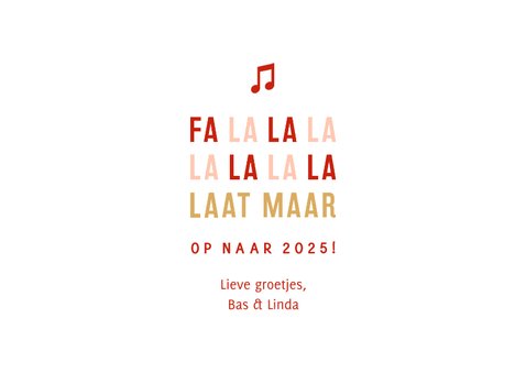 Kerstkaart humor falalaat maar met muzieknootjes 3