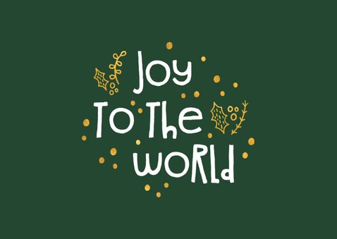 Kerstkaart 'joy to the world' goudlook met foto's 2