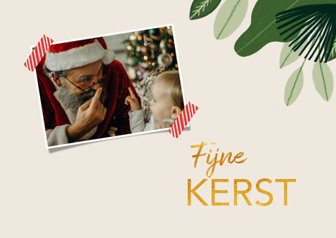 Kerstkaart jungle met foto, bladeren en aapjes 2