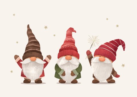 Kerstkaart kabouter sprookje merry christmas gnome 2
