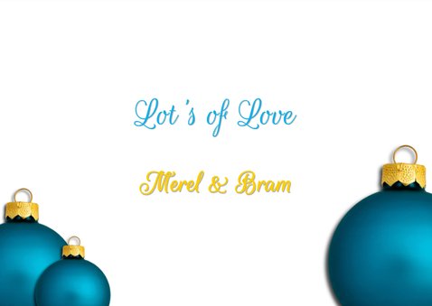 Kerstkaart Kerstballen Blauw 2020 3