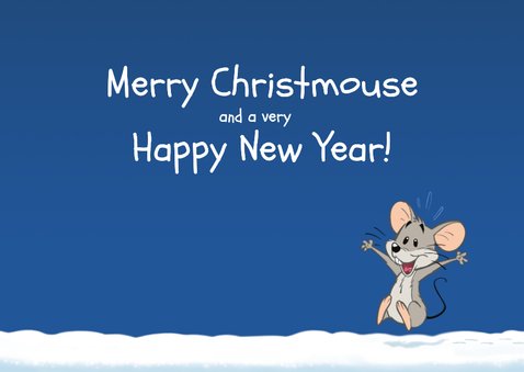 Kerstkaart kerstbal Merry Christmouse 3