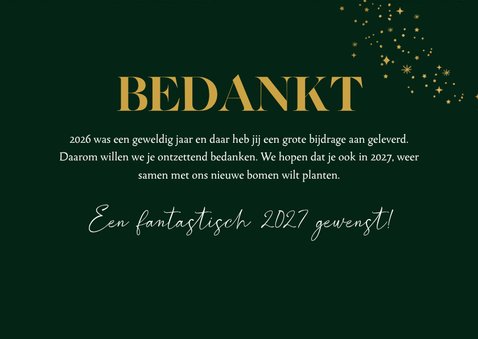 Kerstkaart kerstboom 'Bedankt' abstract goud ster 3