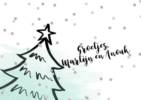 Kerstkaart kerstboom confetti aquarel mint 3