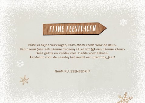 Kerstkaart kerstboom hout zakelijk foto sneeuw 3