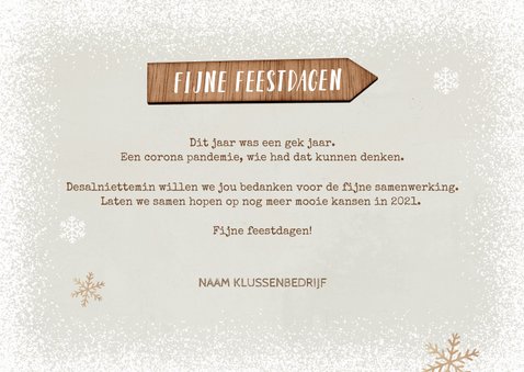 Kerstkaart kerstboom hout zakelijk foto sneeuw 3