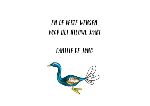 Kerstkaart kerstboom versiering vogel blauw goud look 3
