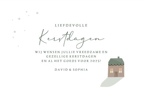 Kerstkaart kerstdorp en sneeuw 3