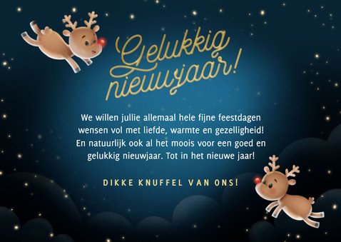 Kerstkaart kerstman rendieren maan 'Magische feestdagen' 3