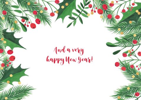 Kerstkaart kersttakken hulst confetti 2
