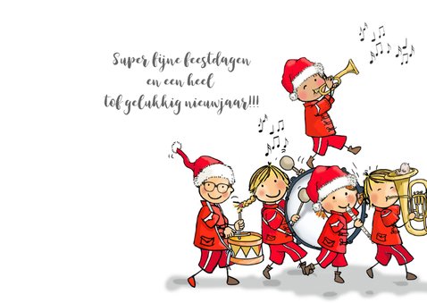 Kerstkaart kinderen fanfare 3