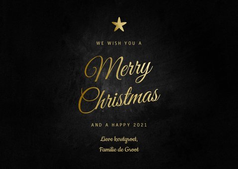 Kerstkaart klassiek Merry Christmas met foto en sterren 3