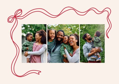 kerstkaart klassiek met ruit en strikje 2