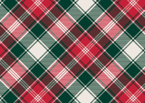 kerstkaart klassiek met ruit en strikje Achterkant