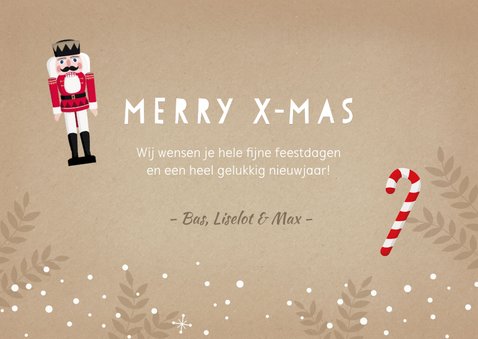 Kerstkaart kraft met illustratie van een notenkraker en foto 3