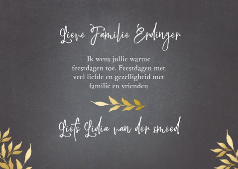 Kerstkaart krijtbord staand voor 2 foto's 3
