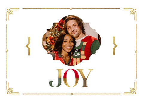 Kerstkaart liefdevol joy grafisch goud merry christmas 2