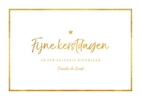 Kerstkaart liggend fijne kerstdagen met foto en gouden kader 3