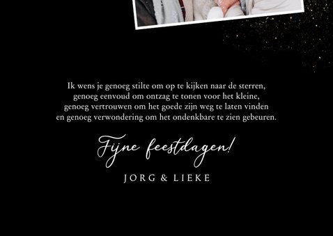 Kerstkaart 'Lockdown' goudlook sterren spetters fotocollage 3