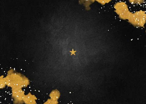Kerstkaart Merry Christmas krijtbord met goud Achterkant
