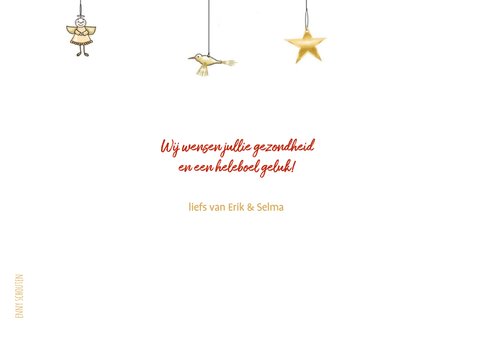 Kerstkaart - merry christmas met kersthangers 3