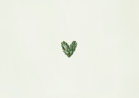 Kerstkaart merry new home dennentakjes besjes Achterkant