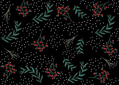 Kerstkaart met botanische bloemen Achterkant