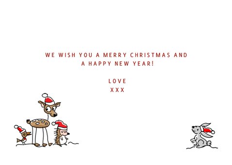 Kerstkaart met dieren met kerstmuts en nieuw jaar 3