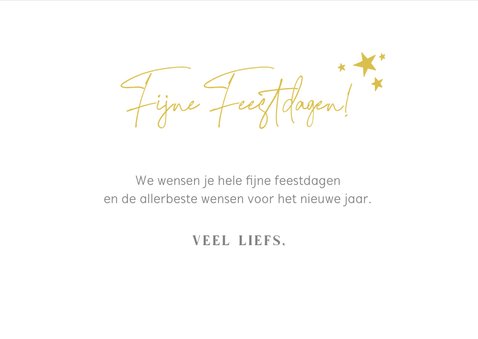 Kerstkaart met eigen foto en gouden tekst Fijne Feestdagen! 3