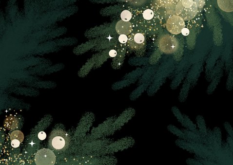 Kerstkaart met foto en gouden accenten Achterkant