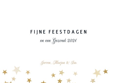 Kerstkaart met foto en sterren van goud 3
