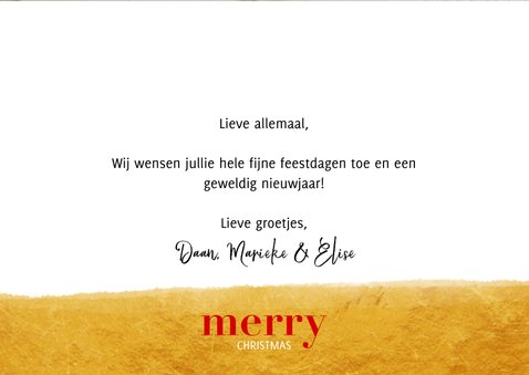 Kerstkaart met fotocollage, goudlook en merry 3