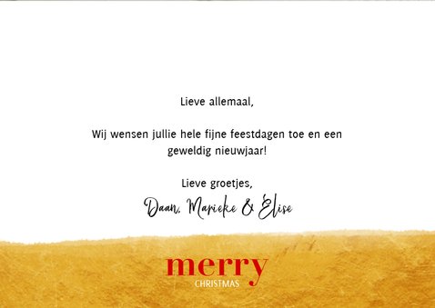 Kerstkaart met fotocollage, goudlook en merry 3