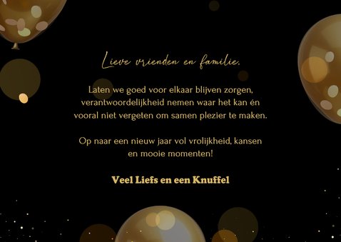 Kerstkaart met gouden heliumballonnen, eigen foto en props 3