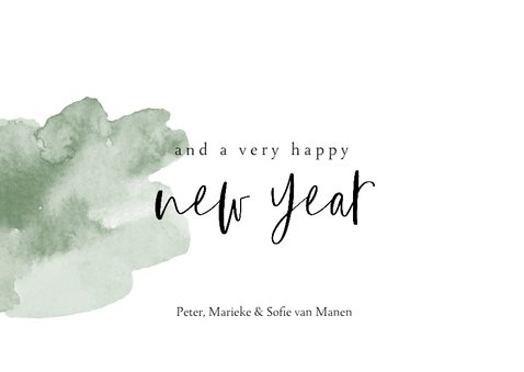 Kerstkaart met groene waterverf en handlettering 3