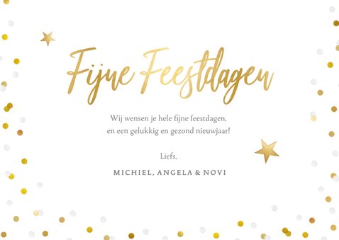 Kerstkaart met grote foto, merry christmas en confetti 3
