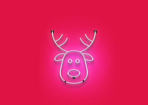 Kerstkaart met neon lampen 2