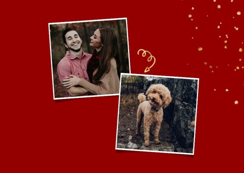 Kerstkaart met spetters en foto's goud 2