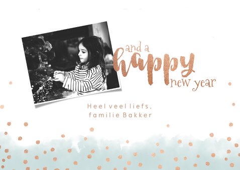 Kerstkaart met waterverf en goudkleurige handlettering 3
