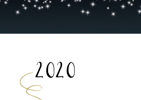 Kerstkaart modern 2020, sterretjes en goudkleurige pijlen 2
