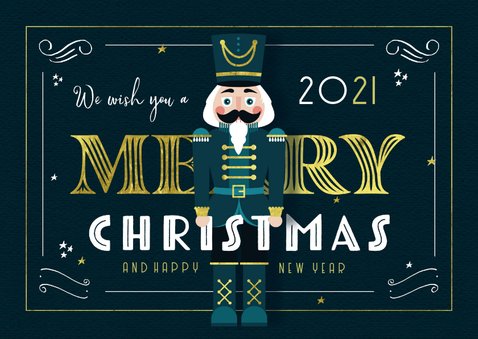 Kerstkaart notenkraker goud illustratie gatsby vintage 2