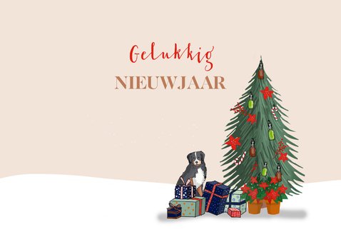 Kerstkaart pickup truck met kerstboom 3