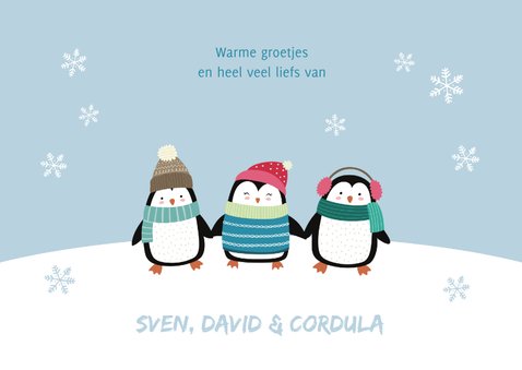 Kerstkaart pinguïns in de sneeuw 3
