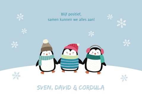 Kerstkaart pinguïns in de sneeuw 3