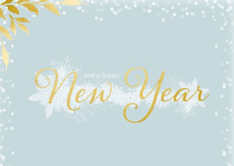 Kerstkaart rechthoek met foto en gouden takken 2