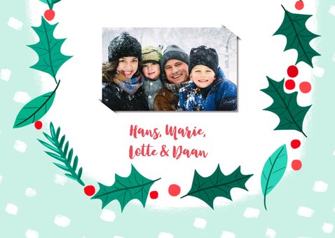 Kerstkaart Rendier met kerstkrans 3