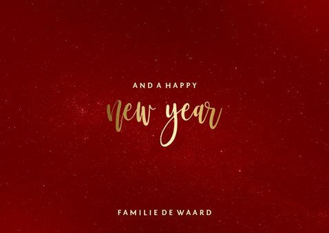 Kerstkaart rode galaxy met gouden accenten en foto's 3