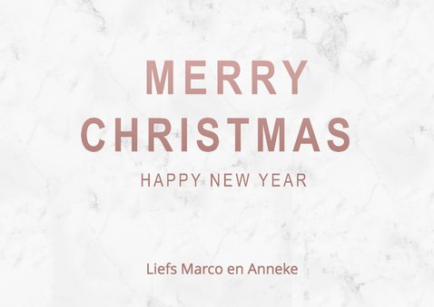 Kerstkaart rose gold marmer 3