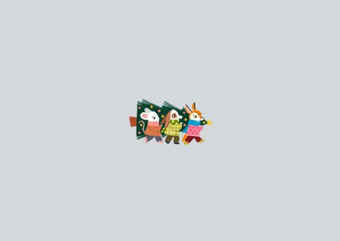 Kerstkaart schattige bende met kerstboom Achterkant